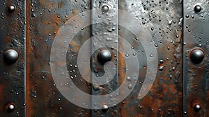 Old rusty metal texture background with rivets