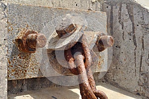 Old rusty mooring chain