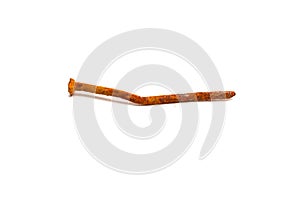 Old rusty nail isolated