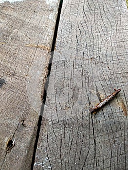 old, rusty nails on a wooden board