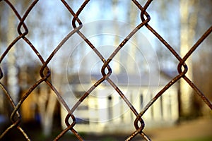 Old rusty netting. selective focus