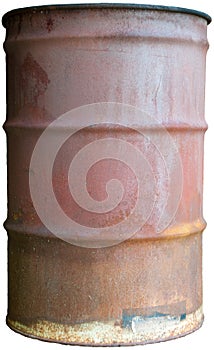 Old Rusty Oil Barrel Isolated 55 Gallon Drum Can photo