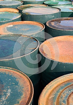 Old rusty oil drums