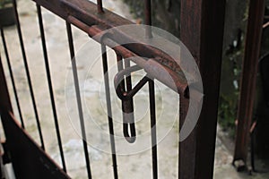 Old and rusty outdoor gate handle