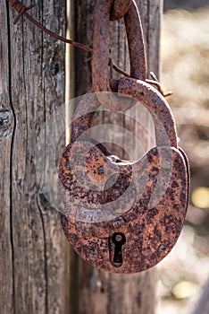 Old rusty padlock