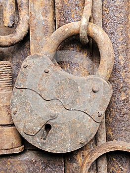 An old rusty padlock. An old rusty padlock