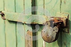Old rusty padlock safety