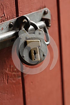 Old rusty padlock safety