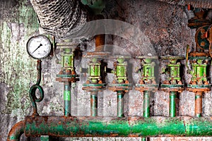 Old rusty pipeline closeup