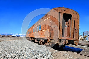 Old rusty Pullman train car photo