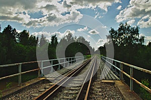 Old rusty railroad bridge photo