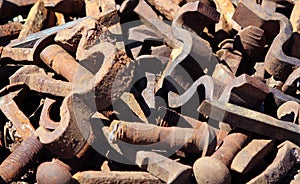 Old rusty railroad parts