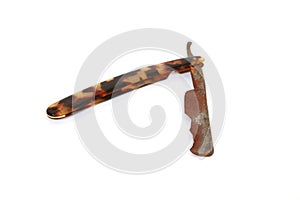 Old rusty razor isolated on white background