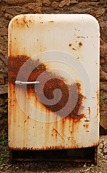 Old rusty refrigerator