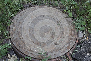An old rusty round hatch