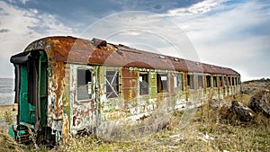 Old rusty Russian sleeping wagon