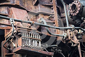 Old rusty rusted machine. rusted metal machinery detail. aged mechanic