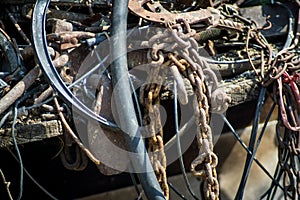 Old rusty scrap metal, close up view