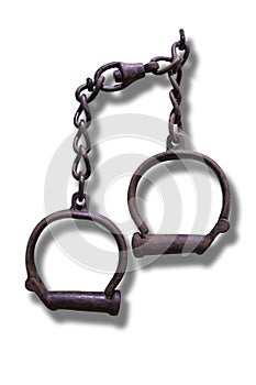 Old rusty shackles. Slave trade concept