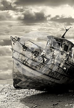 Old rusty ship. Yafo, Israel.