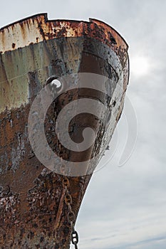 Old and rusty shipwreck anchor chain