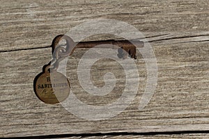 Old rusty skeleton key to a sanitarium photo