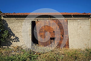 Old rusty sliding metal doors