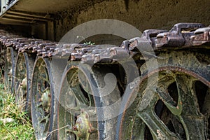 old rusty Soviet military tracked all-terrain vehicle