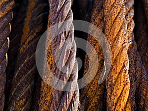 Old rusty steel cables