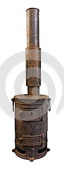 Old rusty stove with chimney