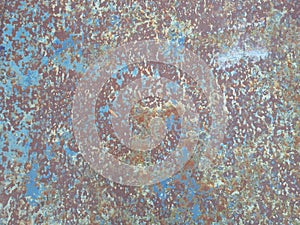 Old rusty surface. Scratched metal painted metal background. Dirty and Old metal texture background. Metal wallwith peeling pain