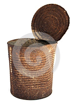 Old rusty tin can