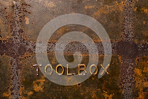 Old rusty toolbox background