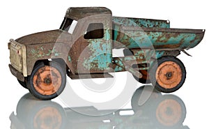 Old rusty toy on a white background