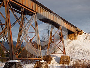 Old Rusty Train Bridge winter