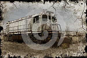 Old rusty train locomotive thrown into exclusion zone of Chernob