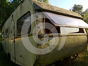old rusty travel trailer. camper van, caravan