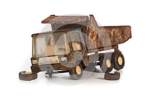 Old rusty truck metal toy