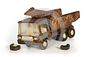 Old rusty truck metal toy