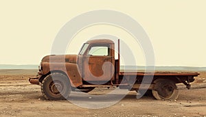 Old rusty truck. An old abandoned truck rusts in a field