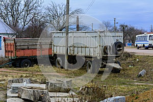 Old rusty truck trailers abandoned
