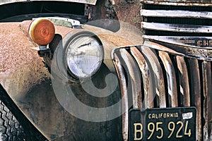 Old rusty truck on yard of  V. Sattui winery, California