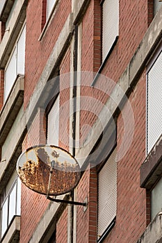 Old rusty TV receiver satellite dish