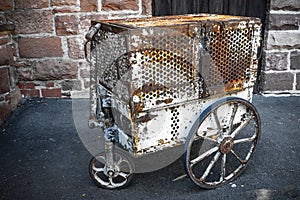 Old rusty vintage animal cage