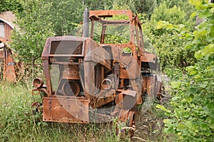 Old rusty vintage tractor