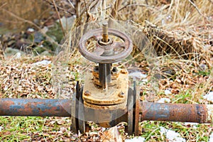 The old rusty water tap in garden