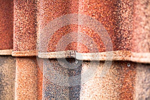 Old rusty wavy metal roofing slate