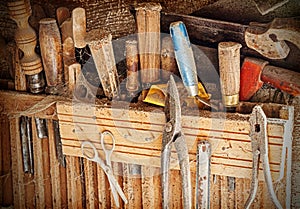Old rusty woodworking tools.