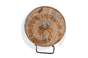 An old rusty world war II anti-tank mine. German anti-tank mine Tmi-35. On white isolated background