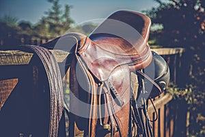 Old saddle sunlight